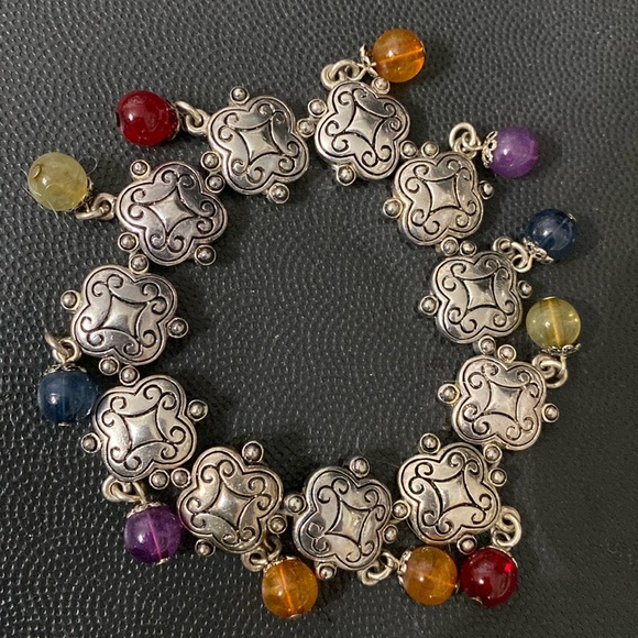 Colorful Acrylic Beads & silver charm bracelet - Picture 3 of 7